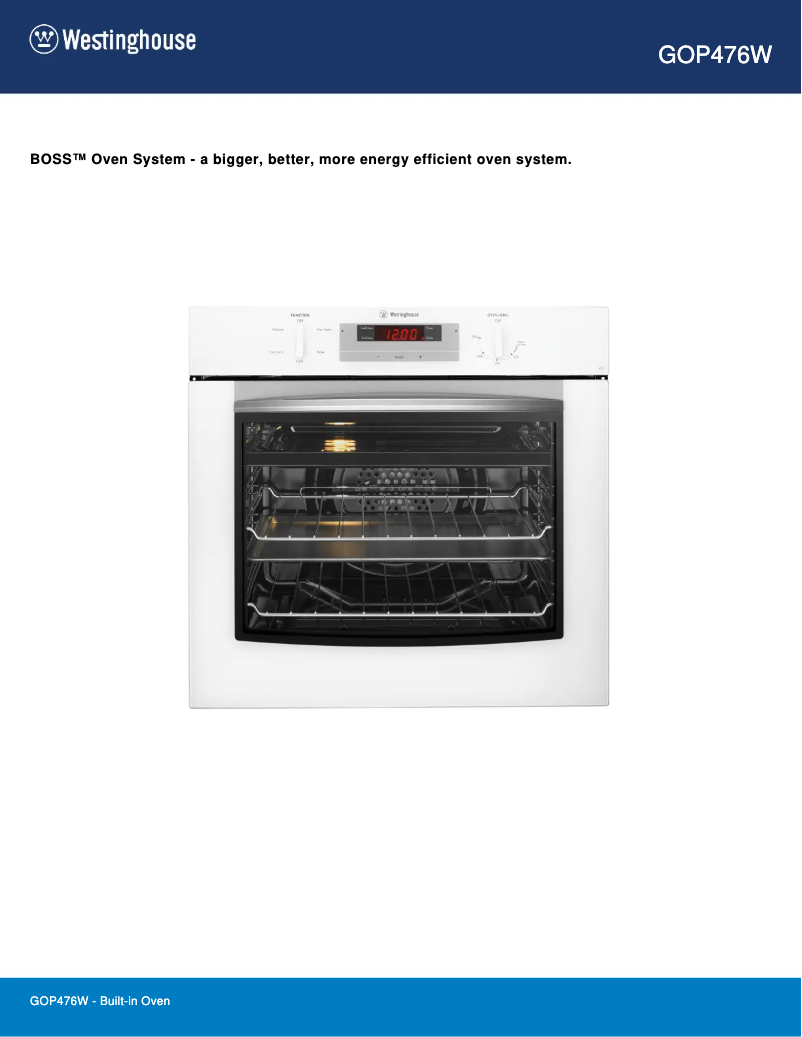 Page 1 de la notice Fiche technique Westinghouse GOP476W