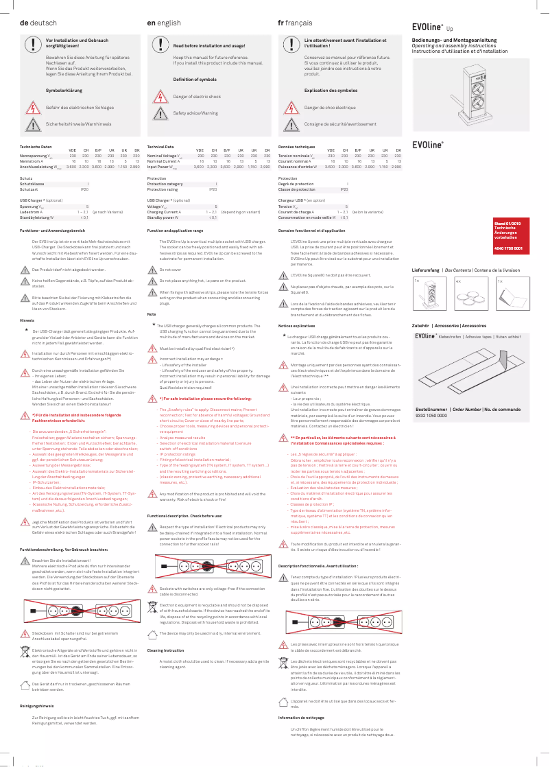 Page n°1 - Manuel utilisateur EVOline Up