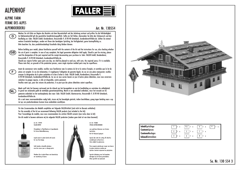 Page 1 de la notice Manuel utilisateur Faller 130554