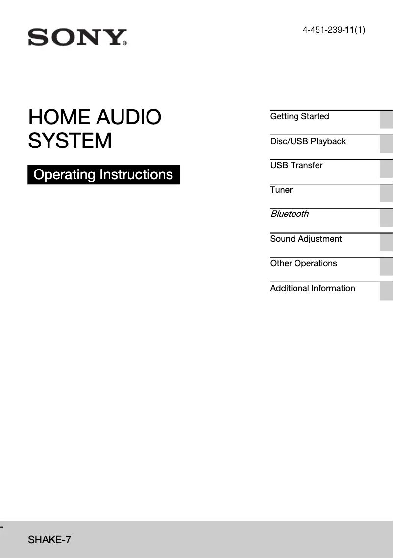 Page n°1 - Manuel utilisateur Sony SHAKE-7