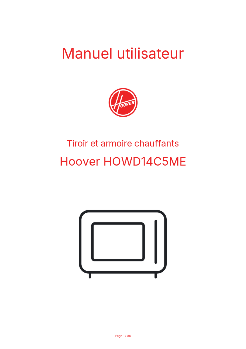 Page n°1 - Manuel utilisateur Hoover HOWD14C5ME