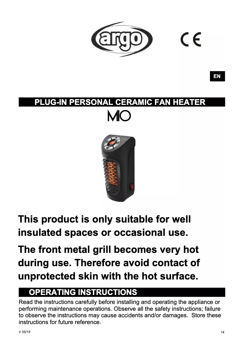 Page 1 de la notice Manuel utilisateur ARGO Mio