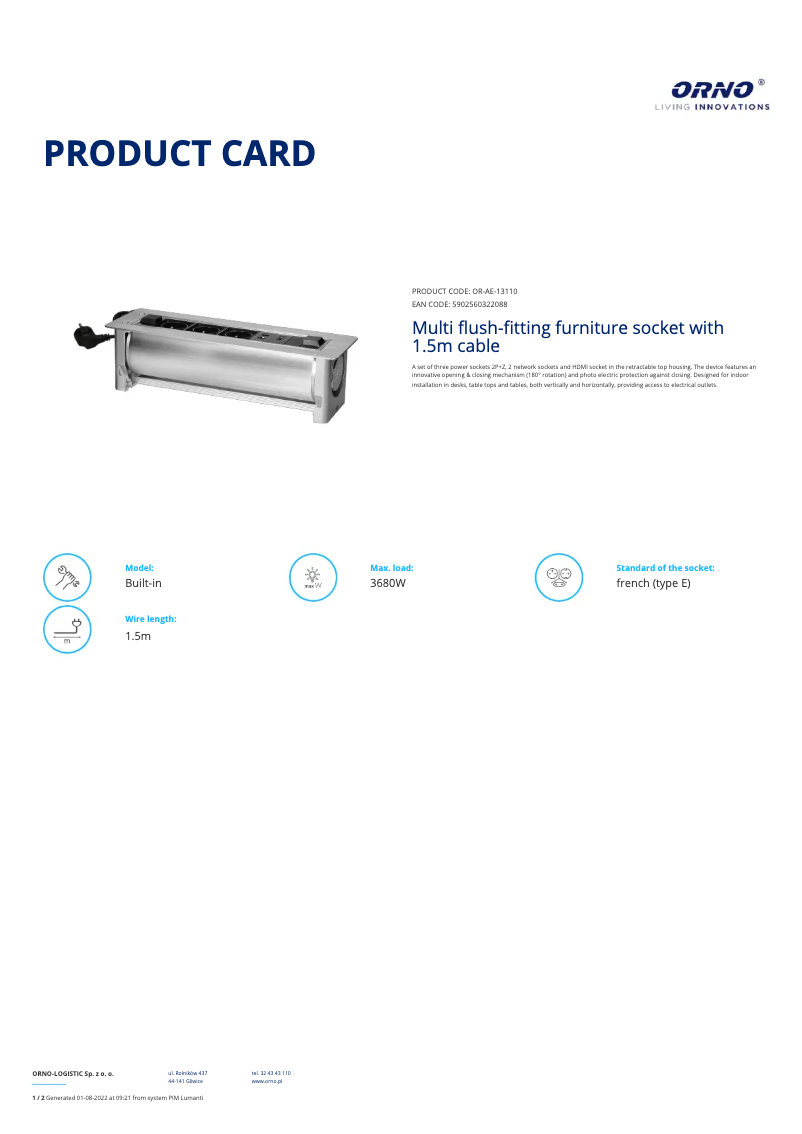 Image de la première page du manuel de l'appareil OR-AE-13110