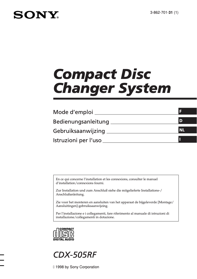 Page n°1 - Manuel utilisateur Sony CDX-505RF