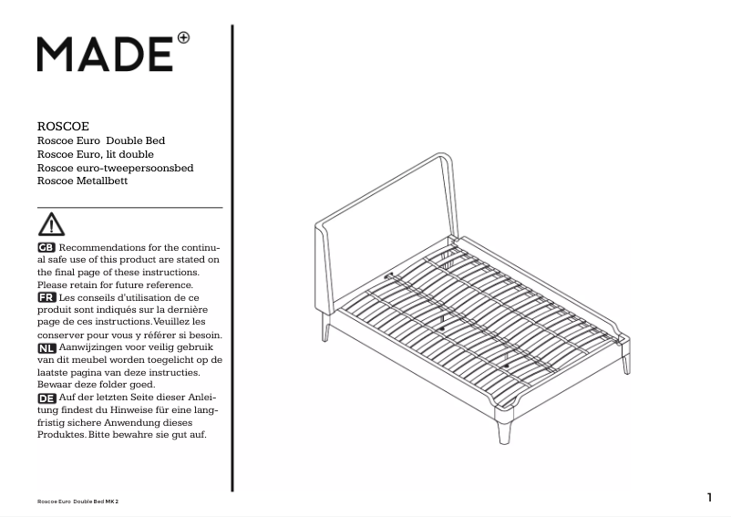 Page 1 de la notice Manuel utilisateur MADE Roscoe