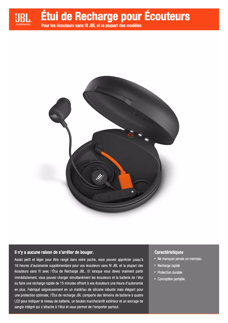 Page 1 de la notice Mode d'emploi JBL Headphones Charging Case