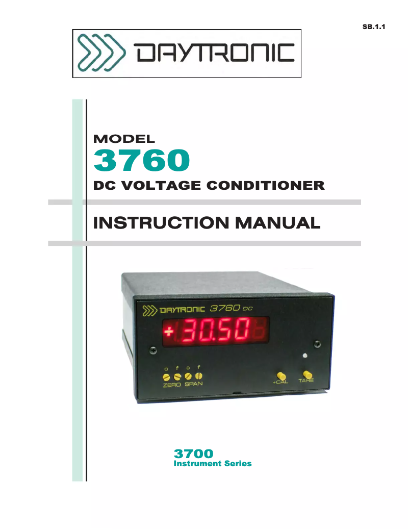 Page 1 de la notice Manuel utilisateur Daytronic 3760DC