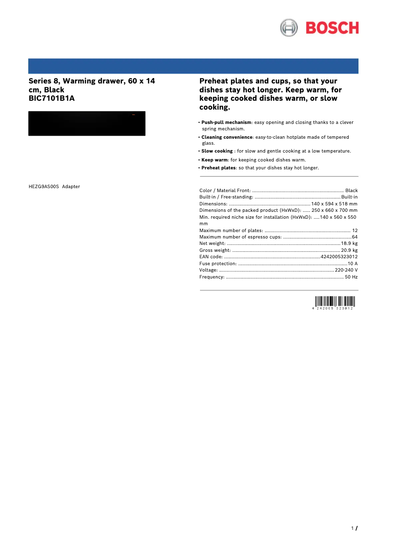 Image de la première page du manuel de l'appareil BIC7101B1A