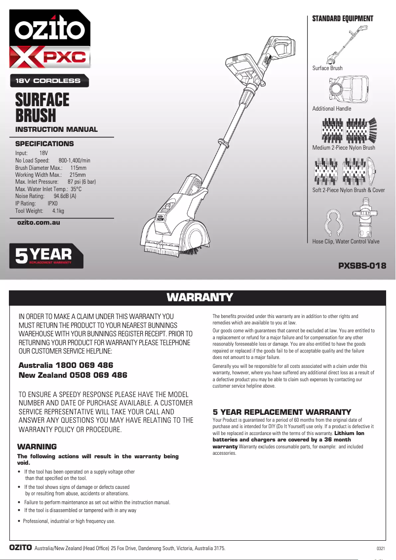 Página 1 del manual Manual de usuario Ozito PXSBK-418