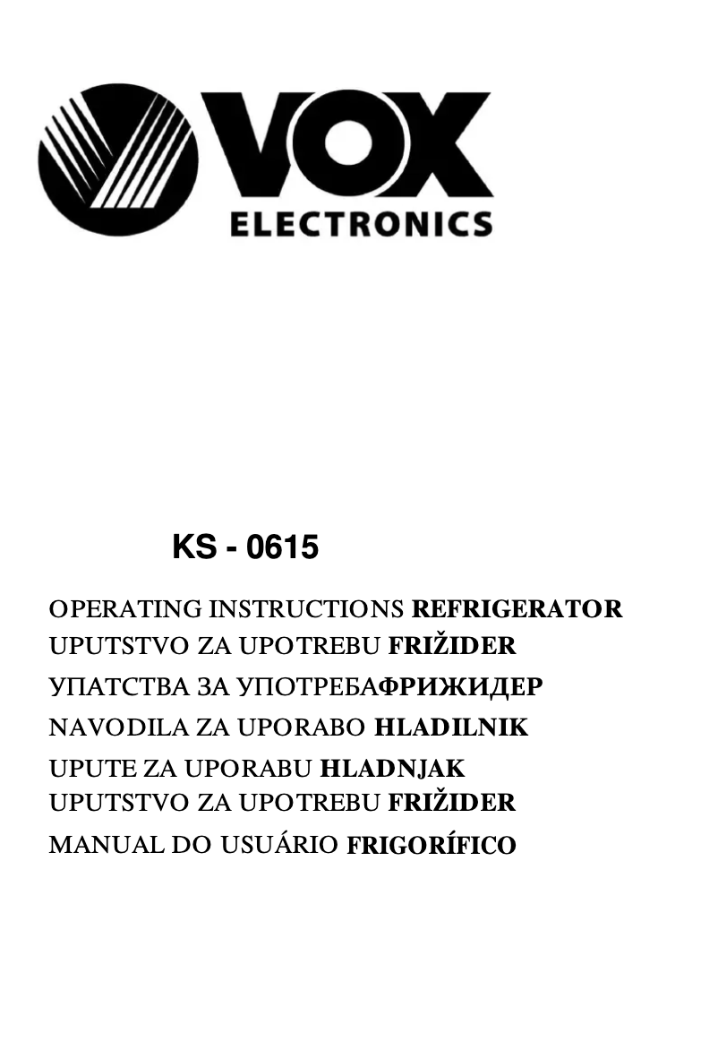 Page 1 of the manual User Manual VOX KS0615