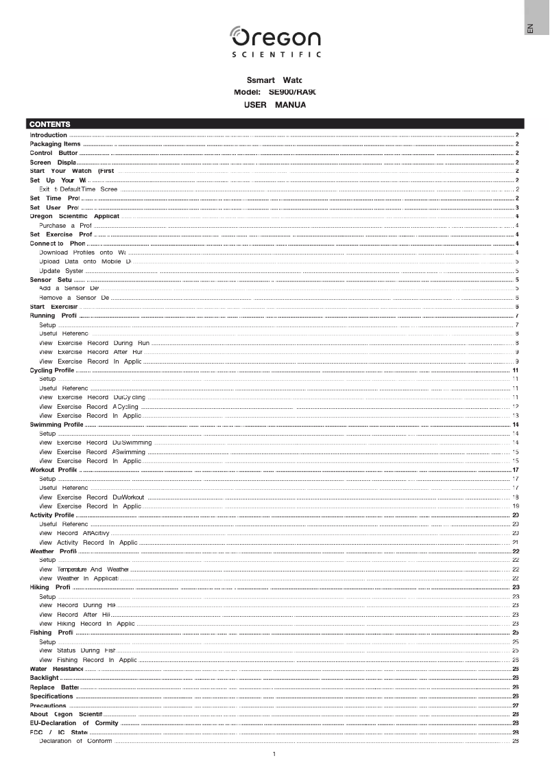 Page 1 de la notice Manuel utilisateur Oregon Scientific RA900