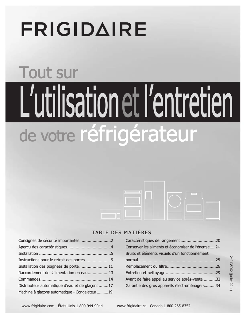 Page n°1 - Manuel utilisateur Frigidaire FGHF2369MF