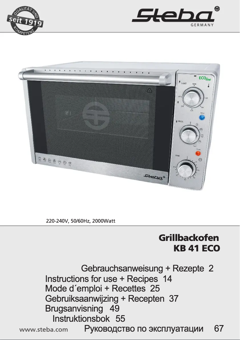 Page 1 de la notice Manuel utilisateur Steba KB 41 ECO
