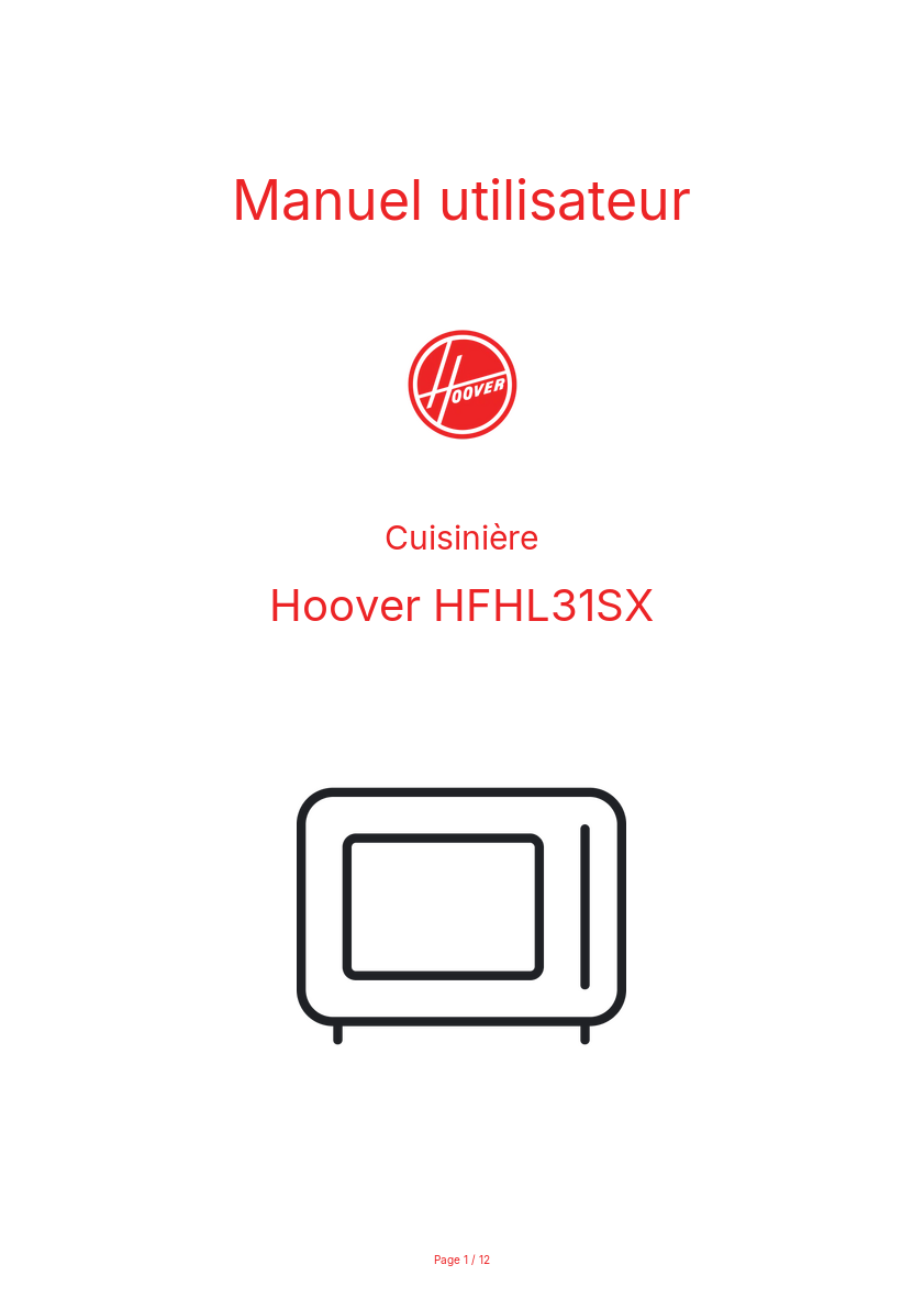 Image de la première page du manuel de l'appareil HFHL31SX