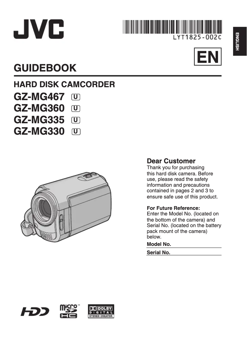 Page 1 de la notice Manuel utilisateur JVC Everio GZ-MG360