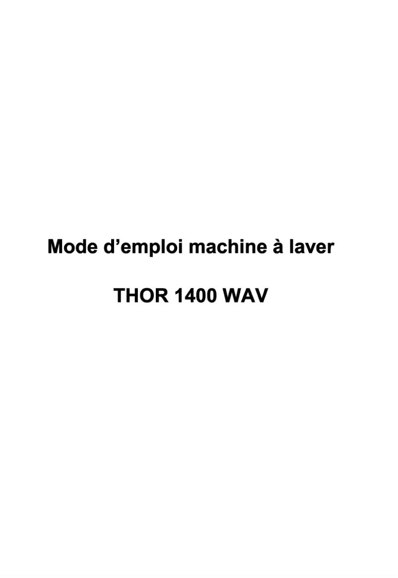 Page 1 de la notice Manuel utilisateur Waltham THOR 1400 W