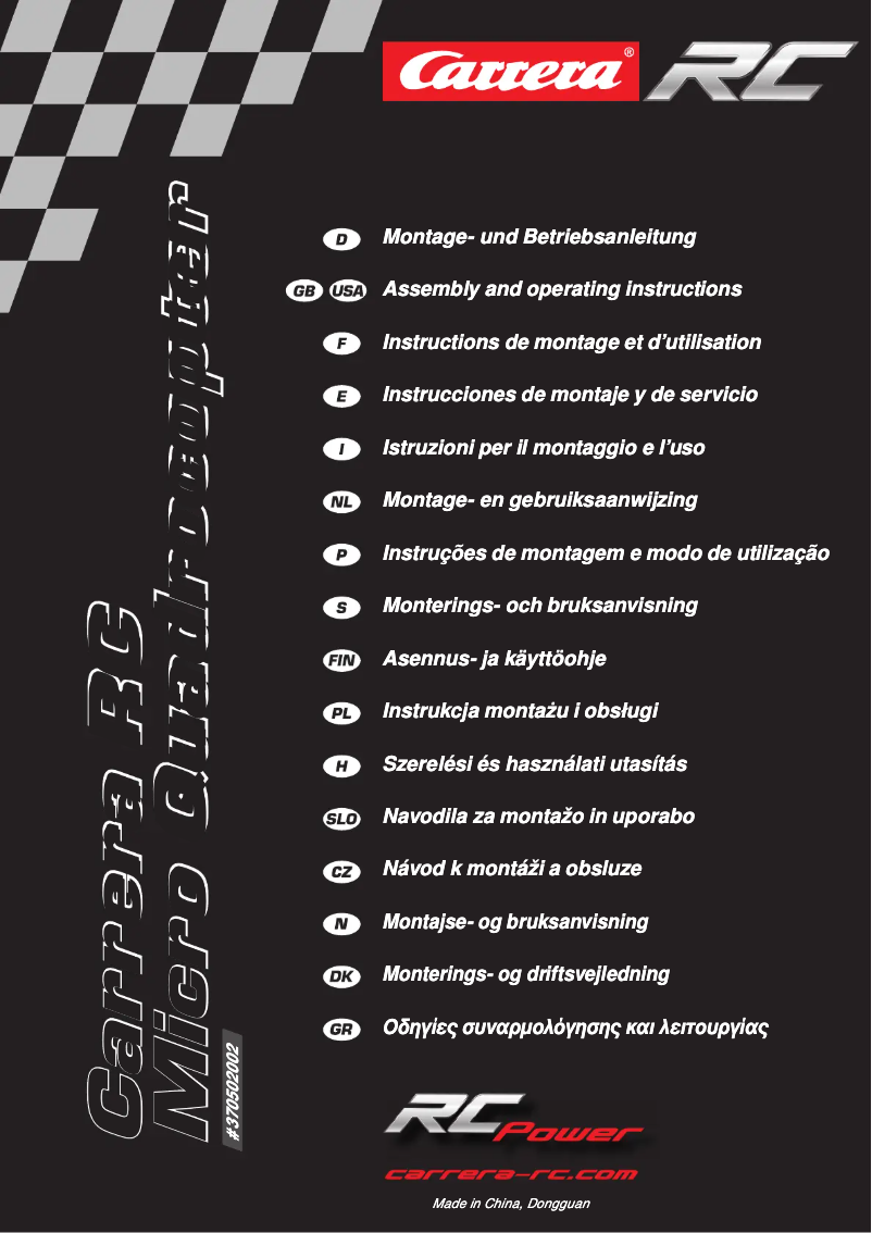 Page 1 de la notice Manuel utilisateur Carrera RC Micro Quadrocopter