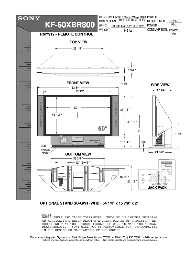 Página 1 del manual Guía de instalación Sony KF-60XBR800