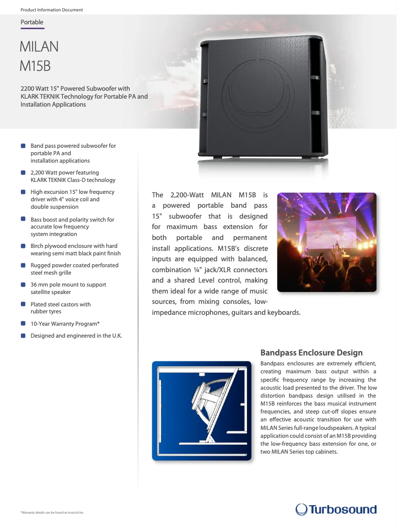 Page n°1 - Fiche technique Turbosound Milan M15B