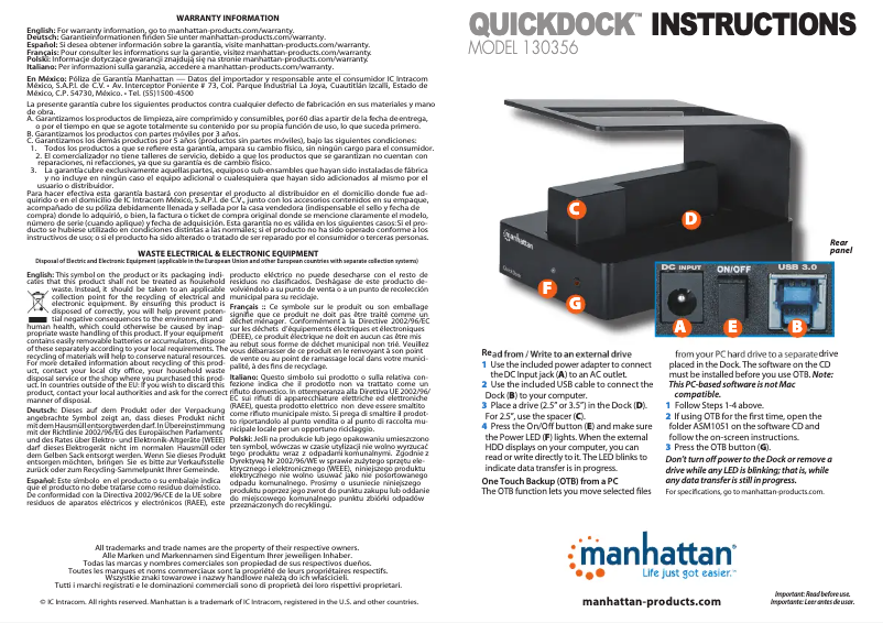 Página 1 del manual Manual de usuario Manhattan QuickDock
