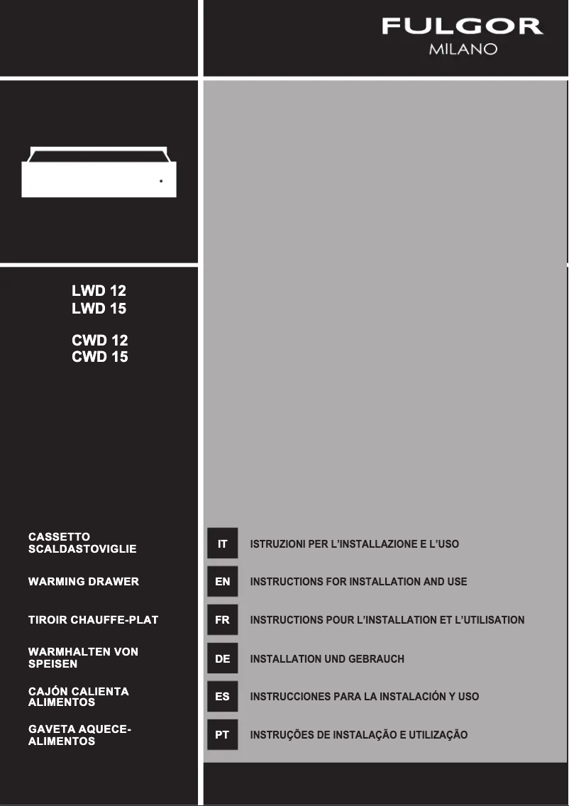 Page 1 de la notice Manuel utilisateur Fulgor Milano CWD 15