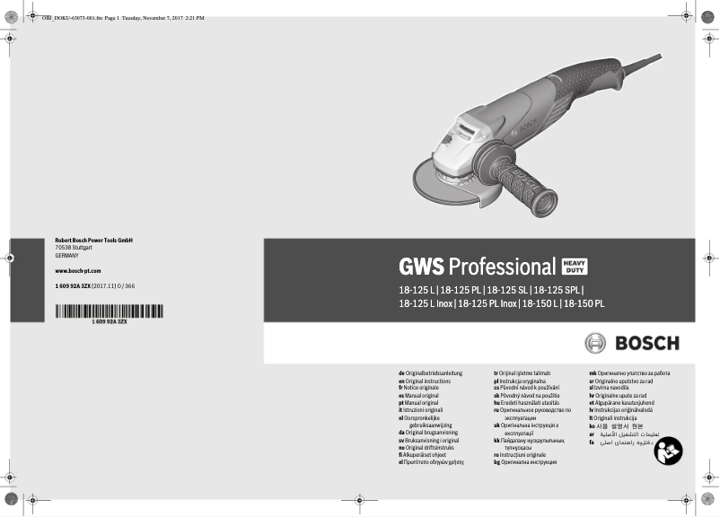 Página 1 del manual Manual de usuario Bosch GWS 18-125 L Professional
