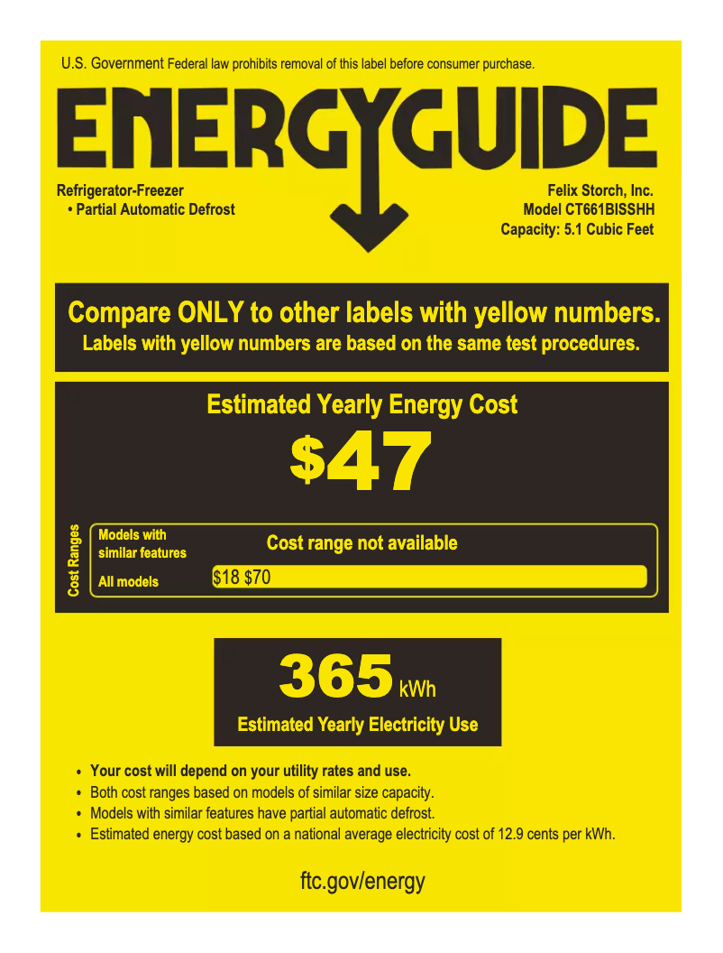 Page 1 de la notice Label énergétique Summit CT661BIHH