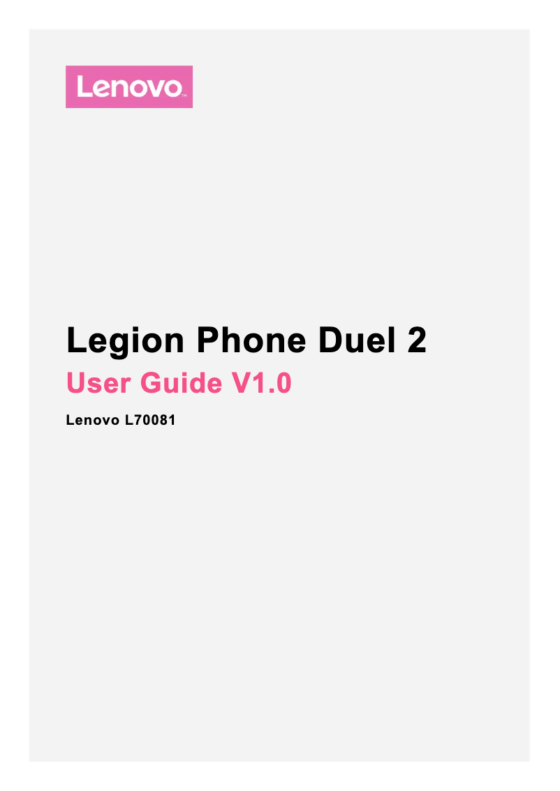 Page n°1 - Manuel utilisateur Lenovo Legion Duel 2
