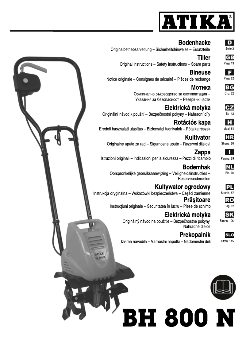 Page n°1 - Manuel utilisateur ATIKA BH 800 N