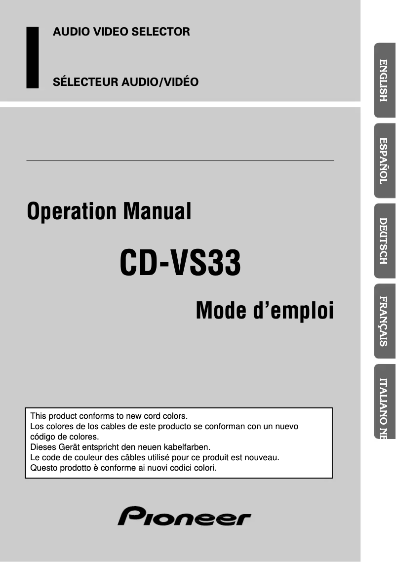Page n°1 - Manuel utilisateur Pioneer CD-VS33