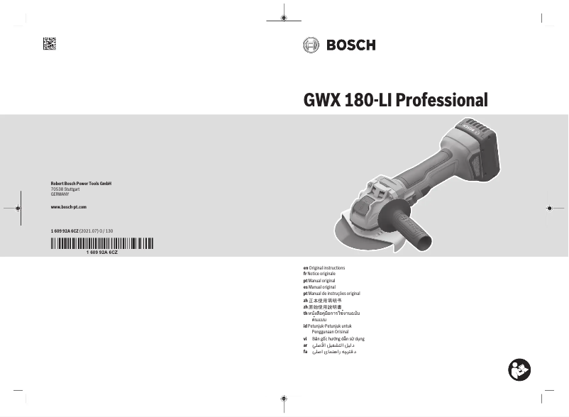 Página 1 del manual Manual de usuario Bosch GWX 180-LI Professional