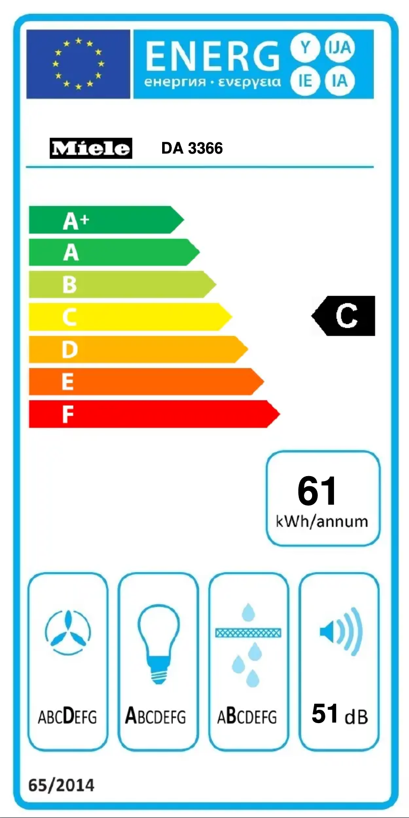 Page n°1 - Label énergétique Miele DA 3366