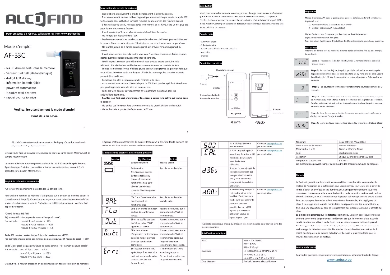 Page n°1 - Manuel utilisateur Alcofind AF-33C