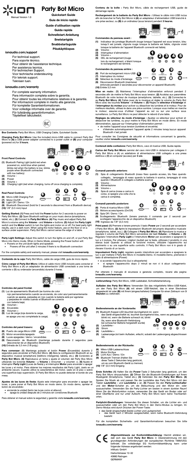 Image de la première page du manuel de l'appareil Party Bot Micro