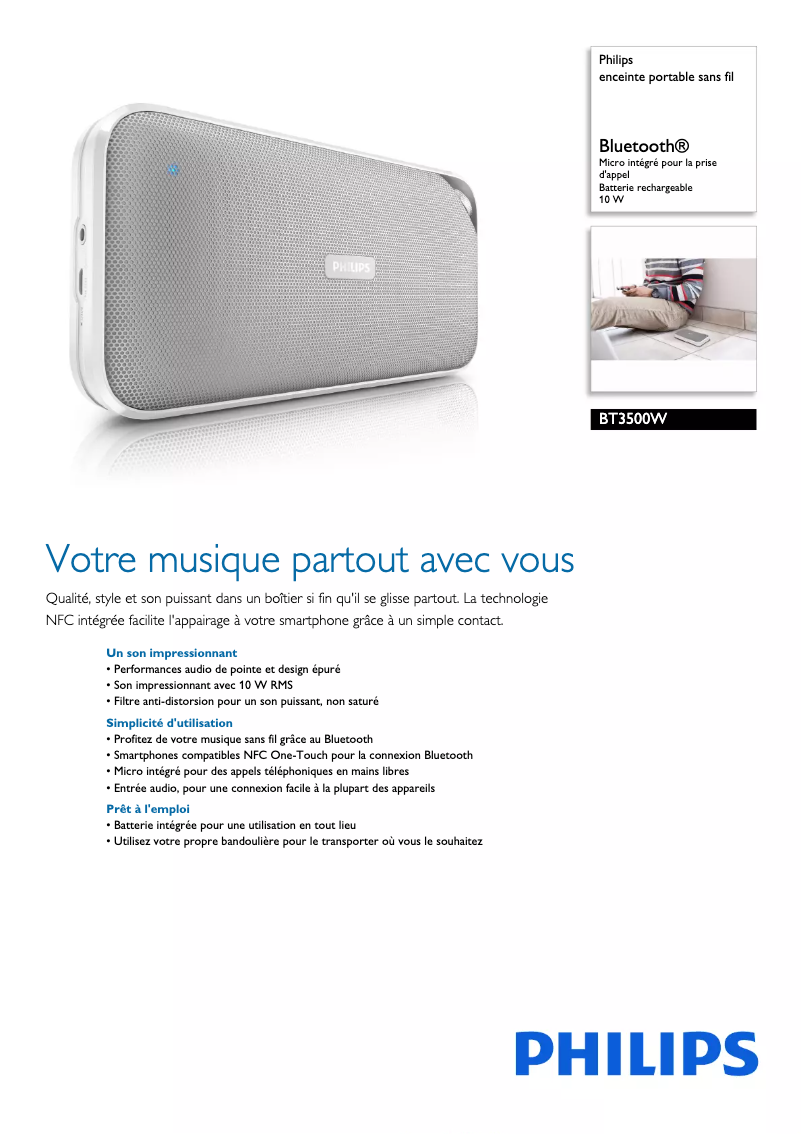 Image de la première page du manuel de l'appareil BT3500W