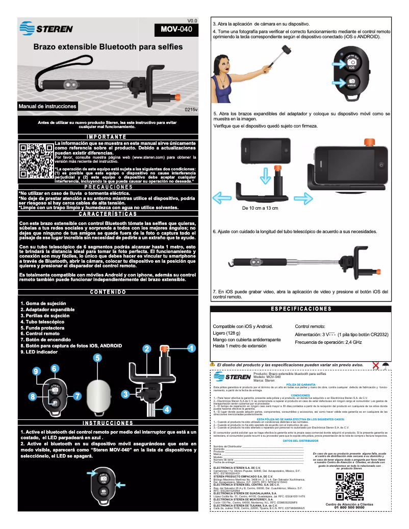 Page 1 de la notice Manuel utilisateur Steren MOV-040