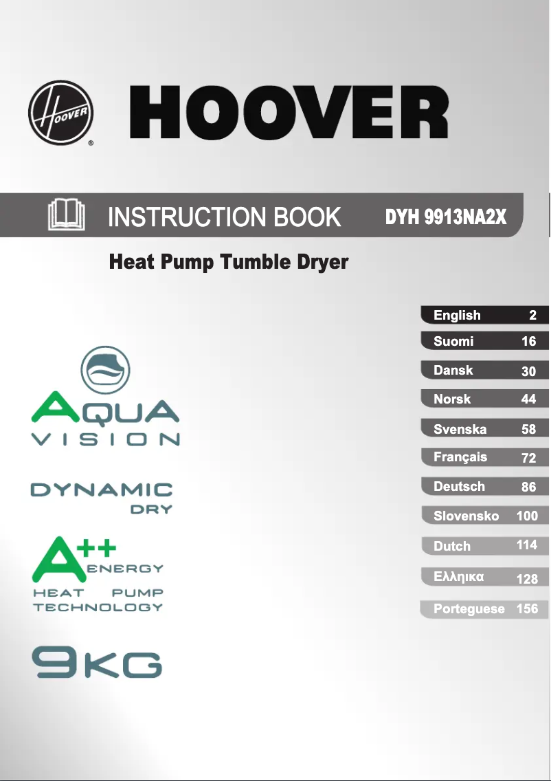 Page 1 de la notice Manuel utilisateur Hoover DYH 9913NA2X-S