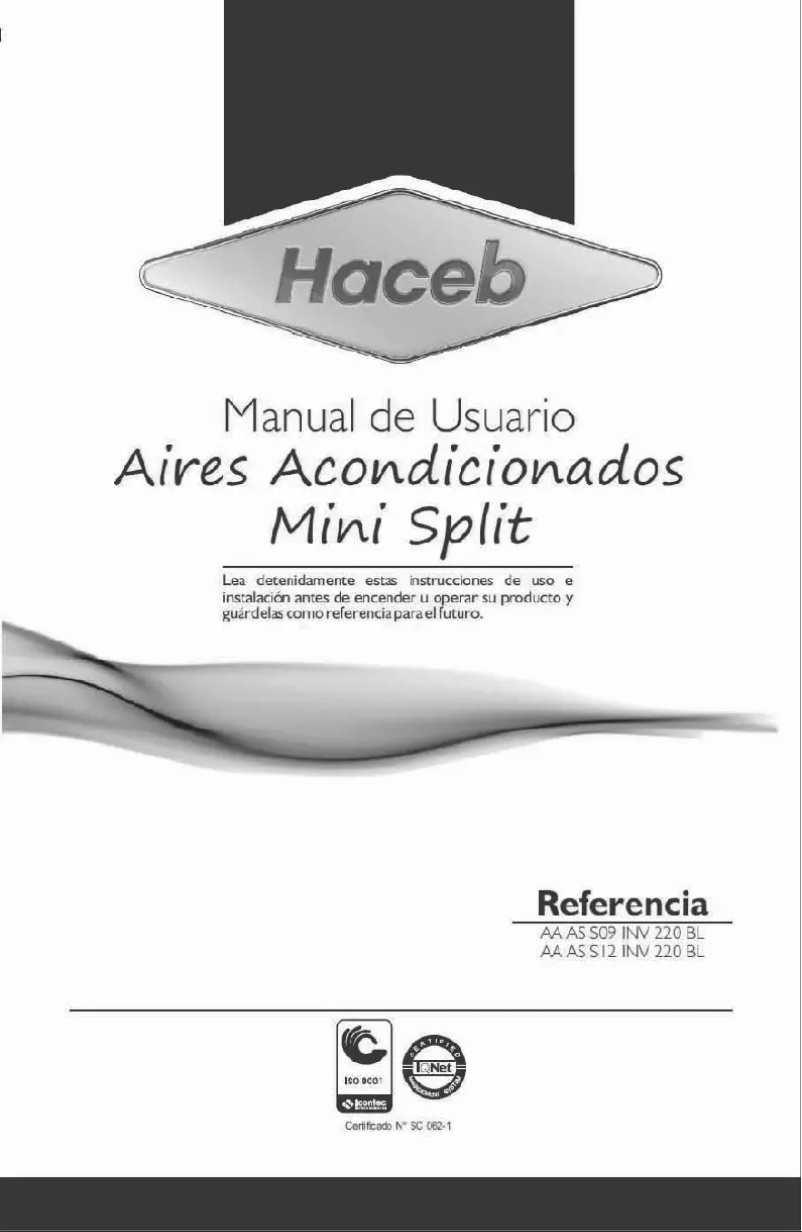Page 1 de la notice Manuel utilisateur Haceb Assento S09 INV 220 BL