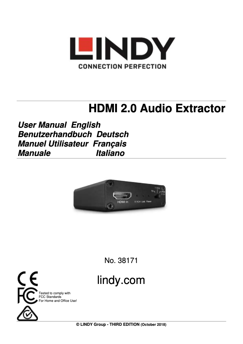 Page 1 de la notice Manuel utilisateur Lindy 38171