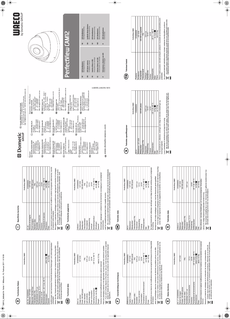 Page n°1 - Manuel utilisateur Waeco PerfectView CAM12