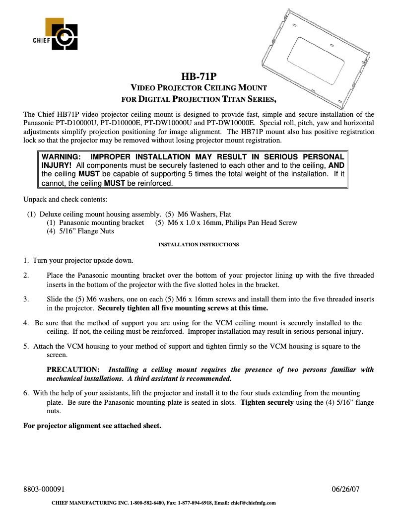 Page 1 de la notice Manuel utilisateur Chief VCM71P