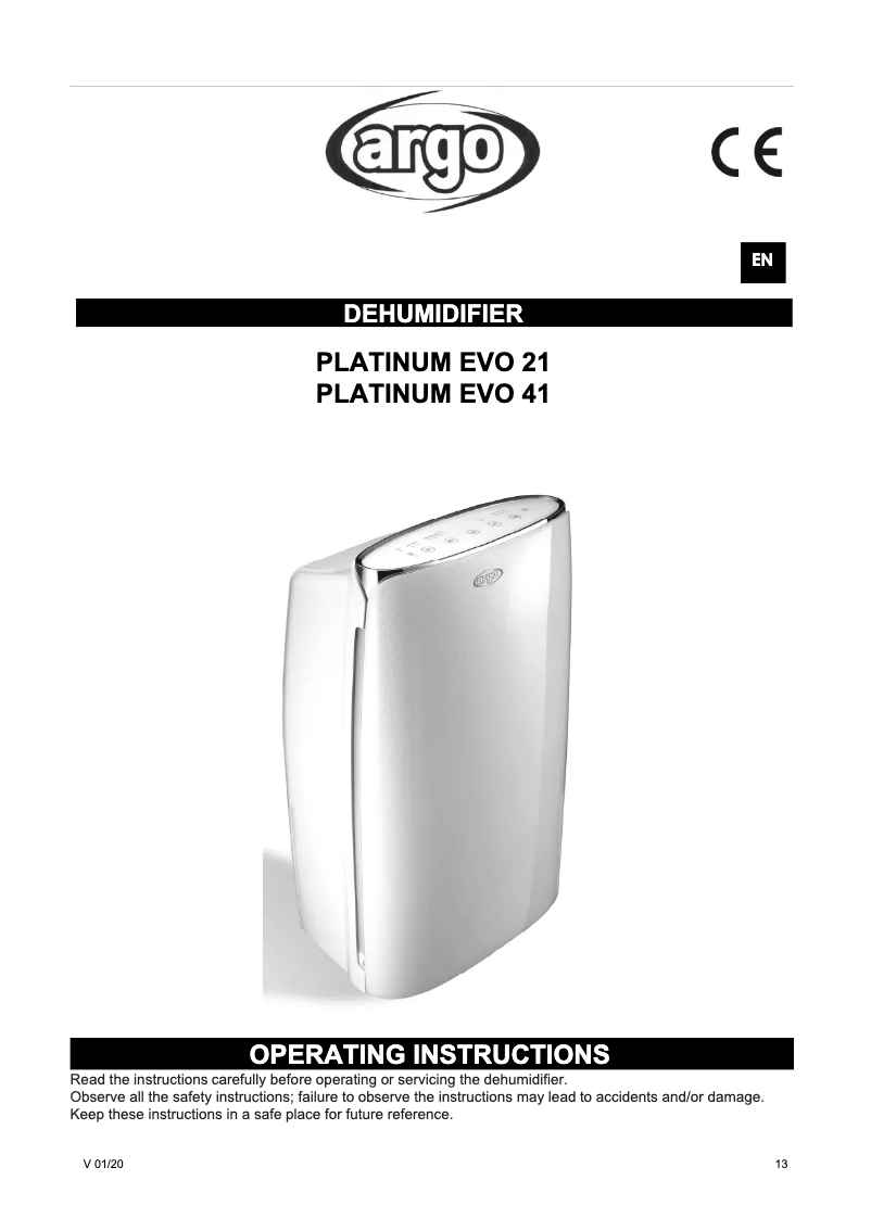 Image de la première page du manuel de l'appareil Platinum Evo 21