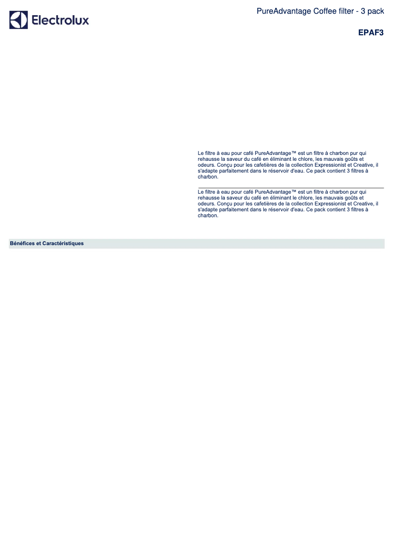 Page n°1 - Manuel utilisateur Electrolux EPAF3