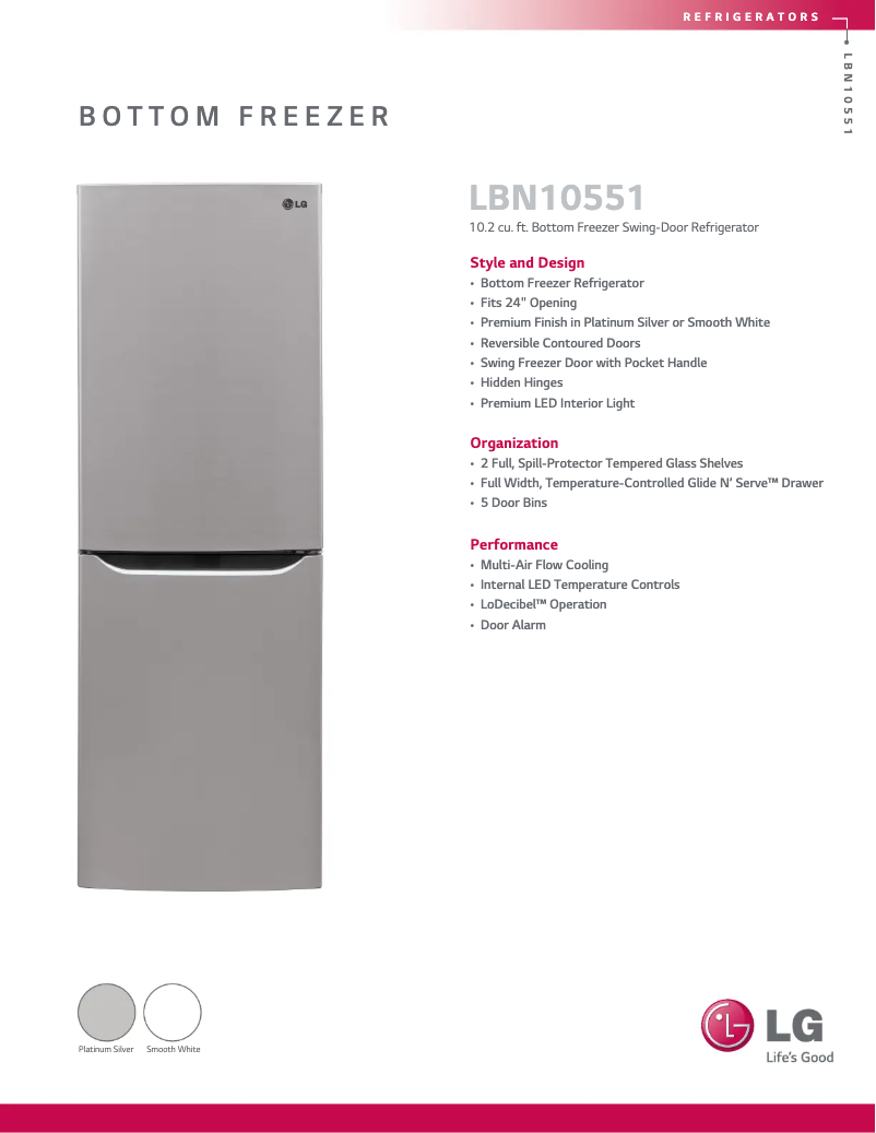 Page n°1 - Fiche technique LG LBN10551SW