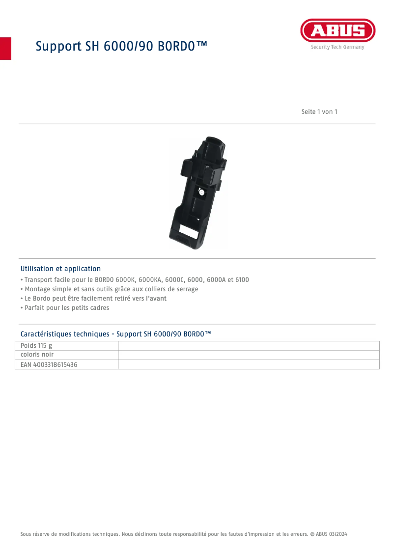 Page n°1 - Manuel utilisateur Abus SH6000