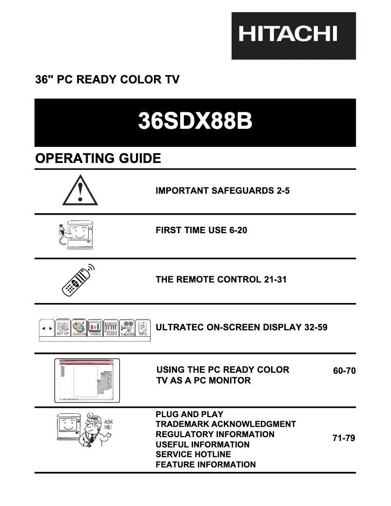 Page n°1 - Manuel utilisateur Hitachi 36SDX88B