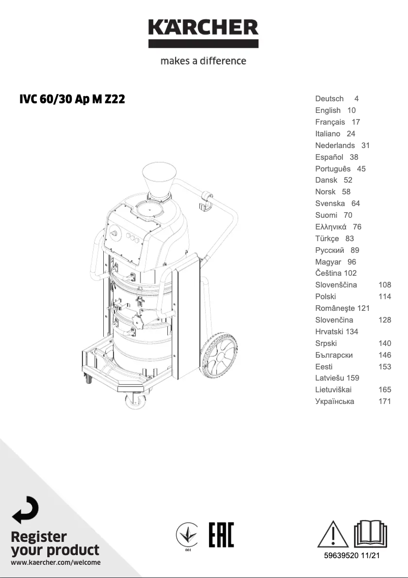 Page n°1 - Manuel utilisateur Kärcher IVC 60/30 Ap M Z22