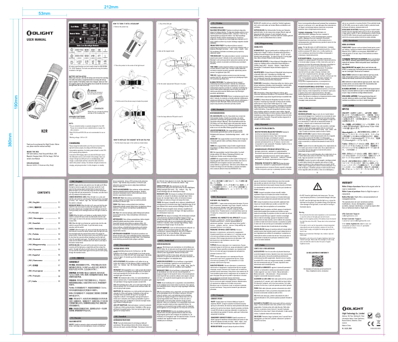 Page 1 de la notice Manuel utilisateur Olight H2R