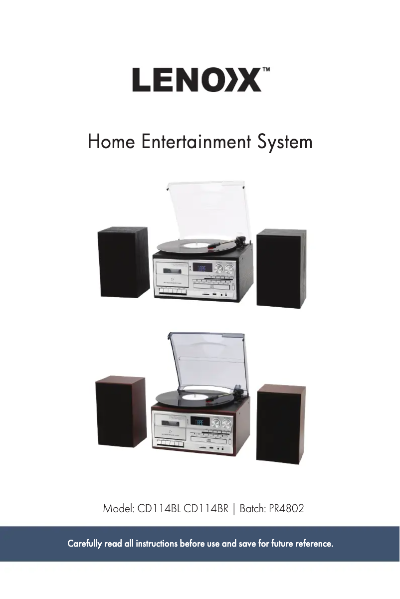 Page 1 de la notice Manuel utilisateur Lenoxx CD114BR