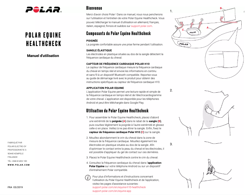 Page 1 de la notice Manuel utilisateur Polar Equine Healthcheck
